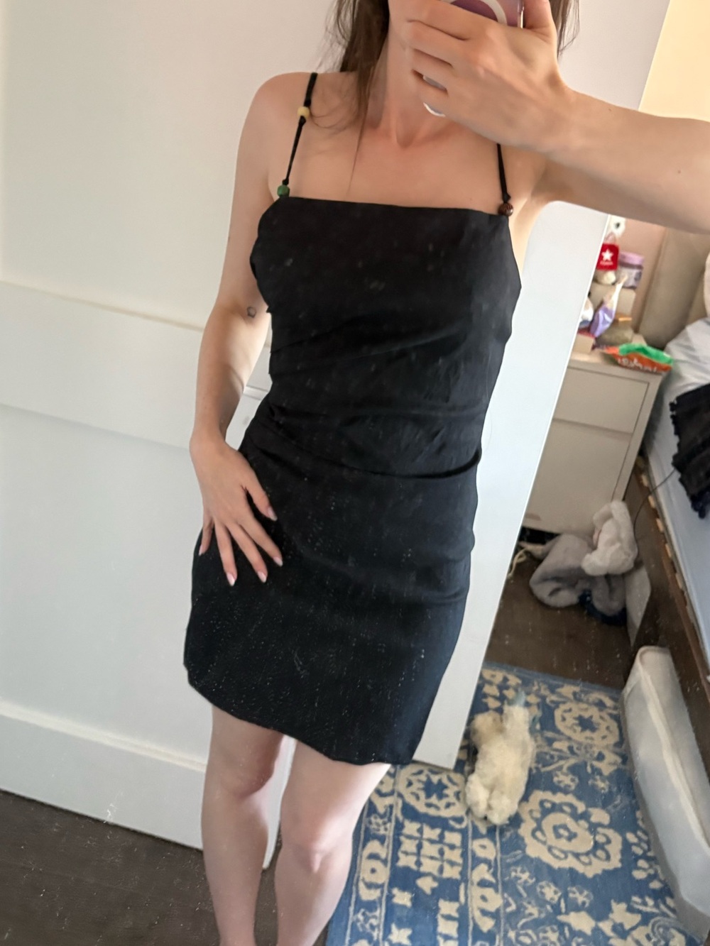 Zara Little Black Square-Neck Mini Dress